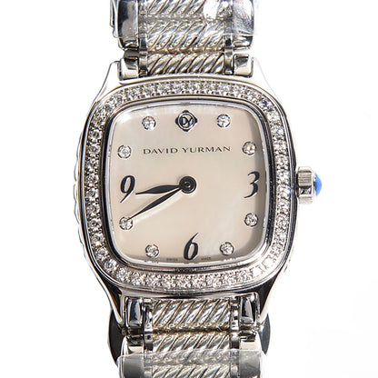 David Yurman Stainless Steel Diamond Bezel Mother of Pearl 25mm Thoroughbred Quartz Watch 1 of 8