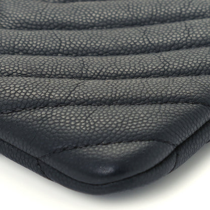 Chanel Caviar Chevron Quilted Small Cosmetic Case Black 9 of 9