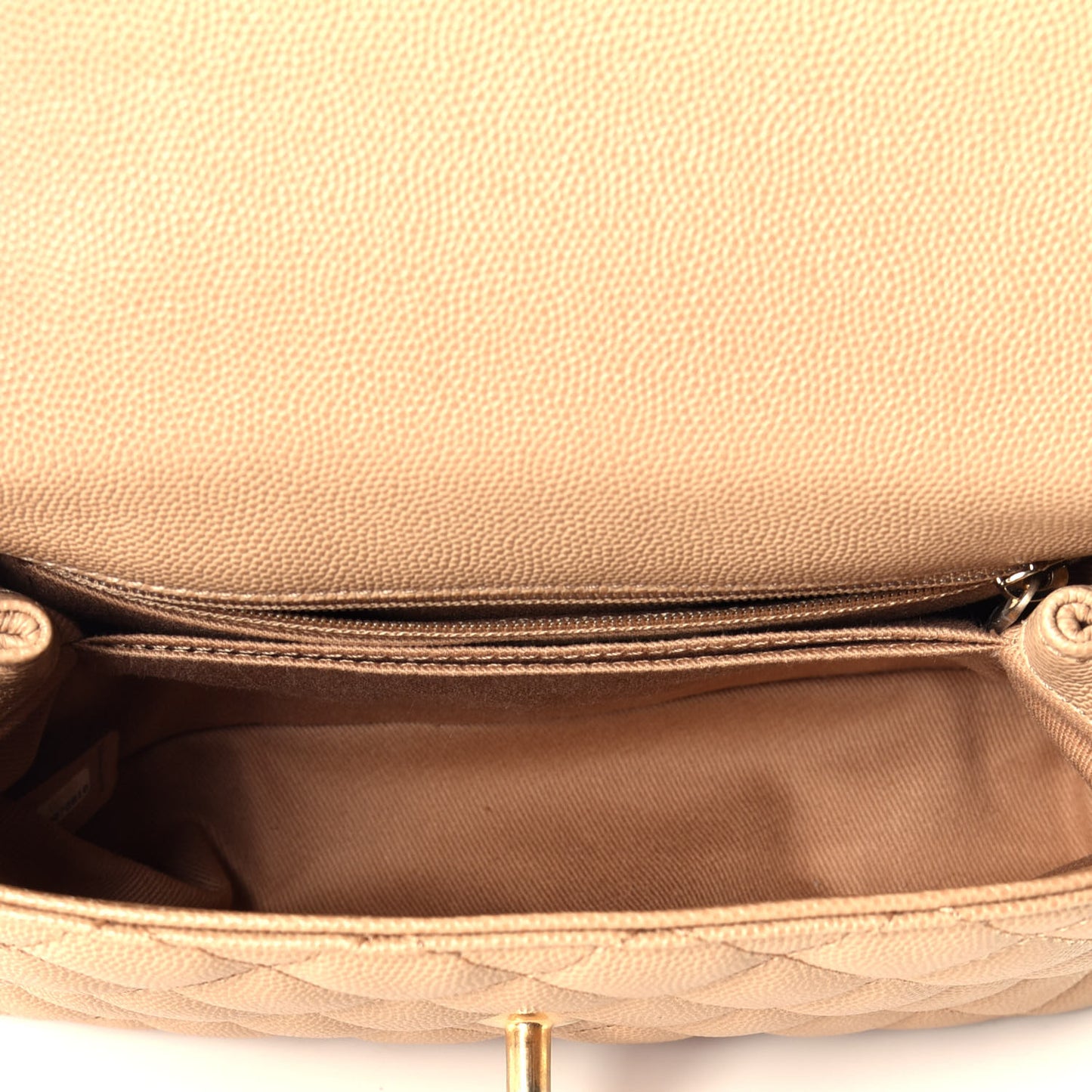 Caviar Lizard Embossed Quilted Mini Coco Handle Flap Beige
