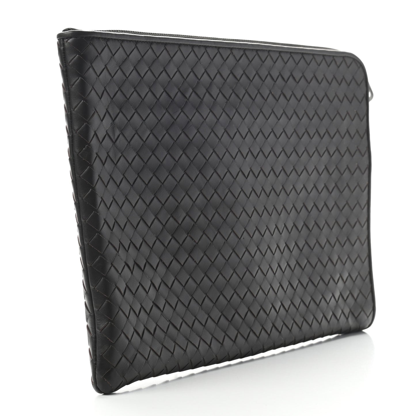 Nappa Intrecciato Flat Zip Pouch Black