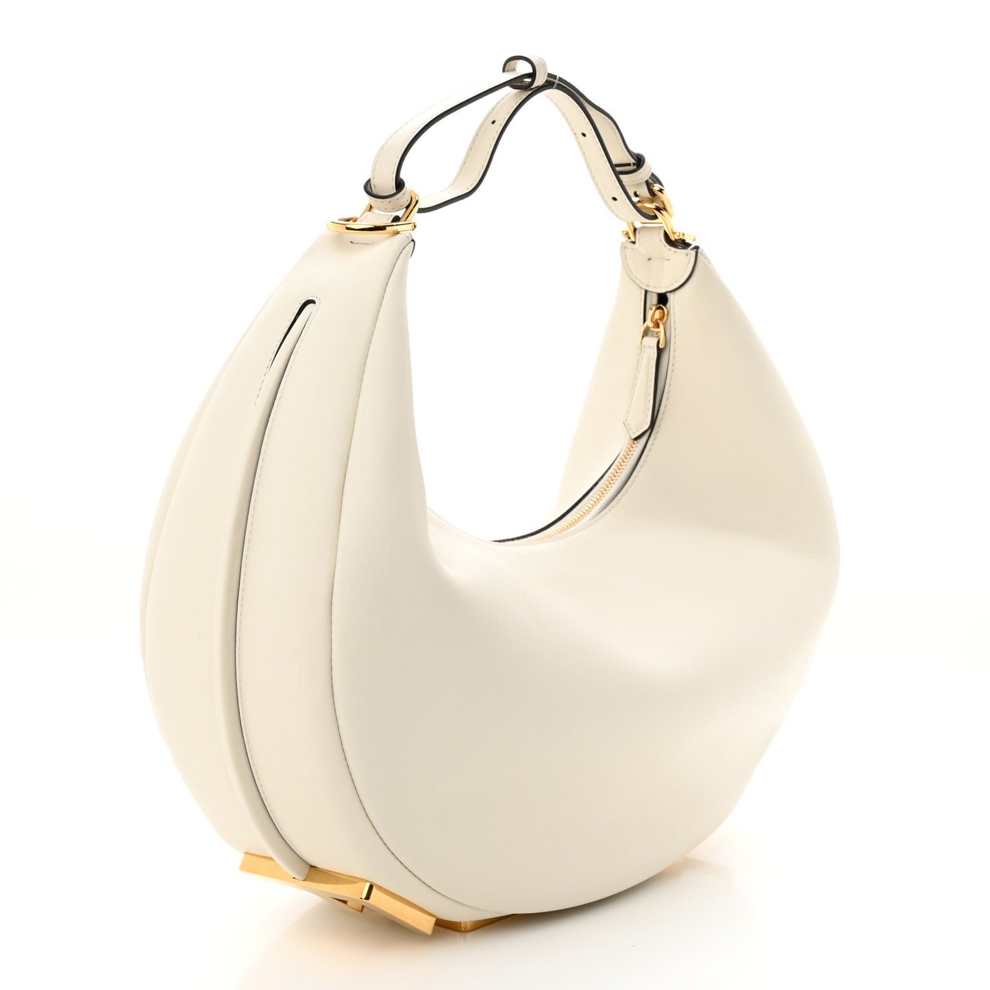 Vitello Grace Matte Medium Fendigraphy Hobo Bag White Ice
