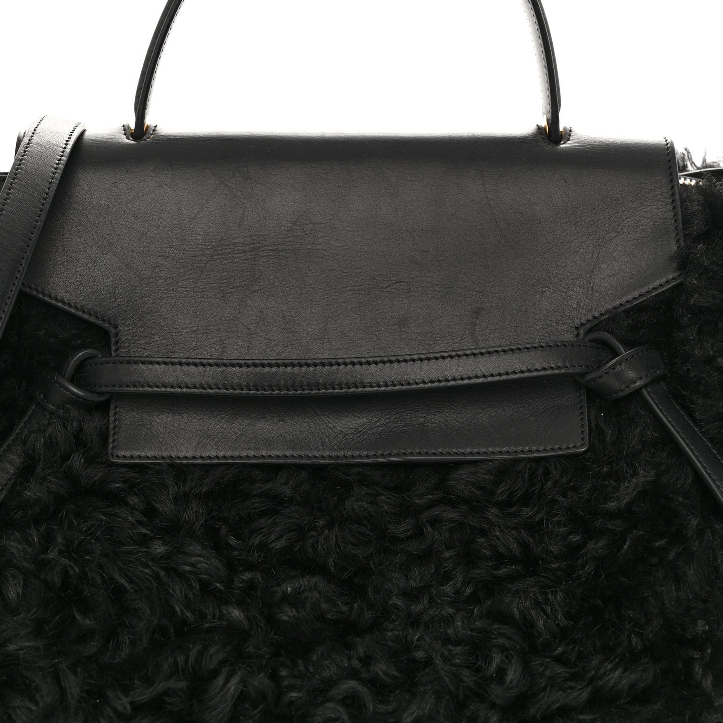 Calfskin Shearling Mini Belt Bag Black