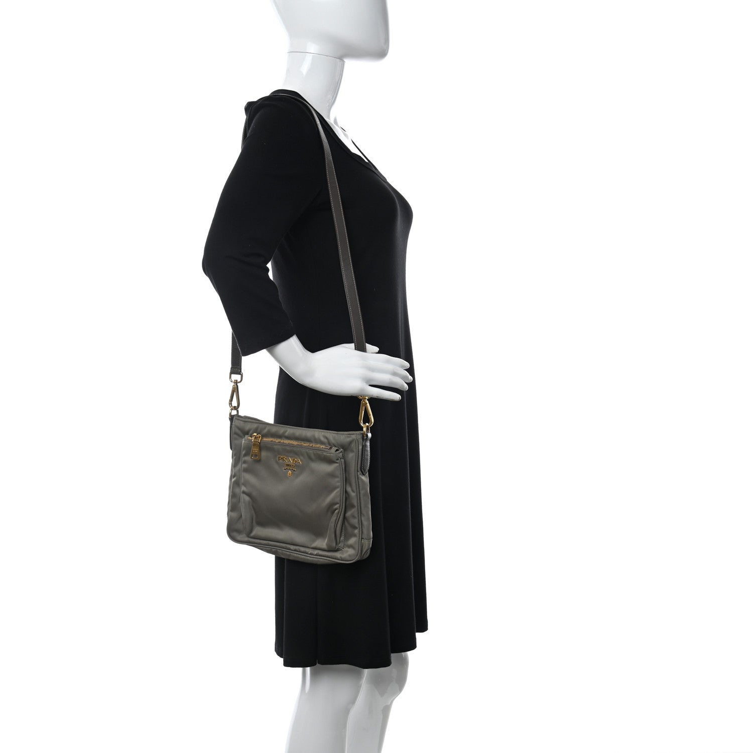 Prada Tessuto Nylon Saffiano Crossbody Bag Green 2 of 11