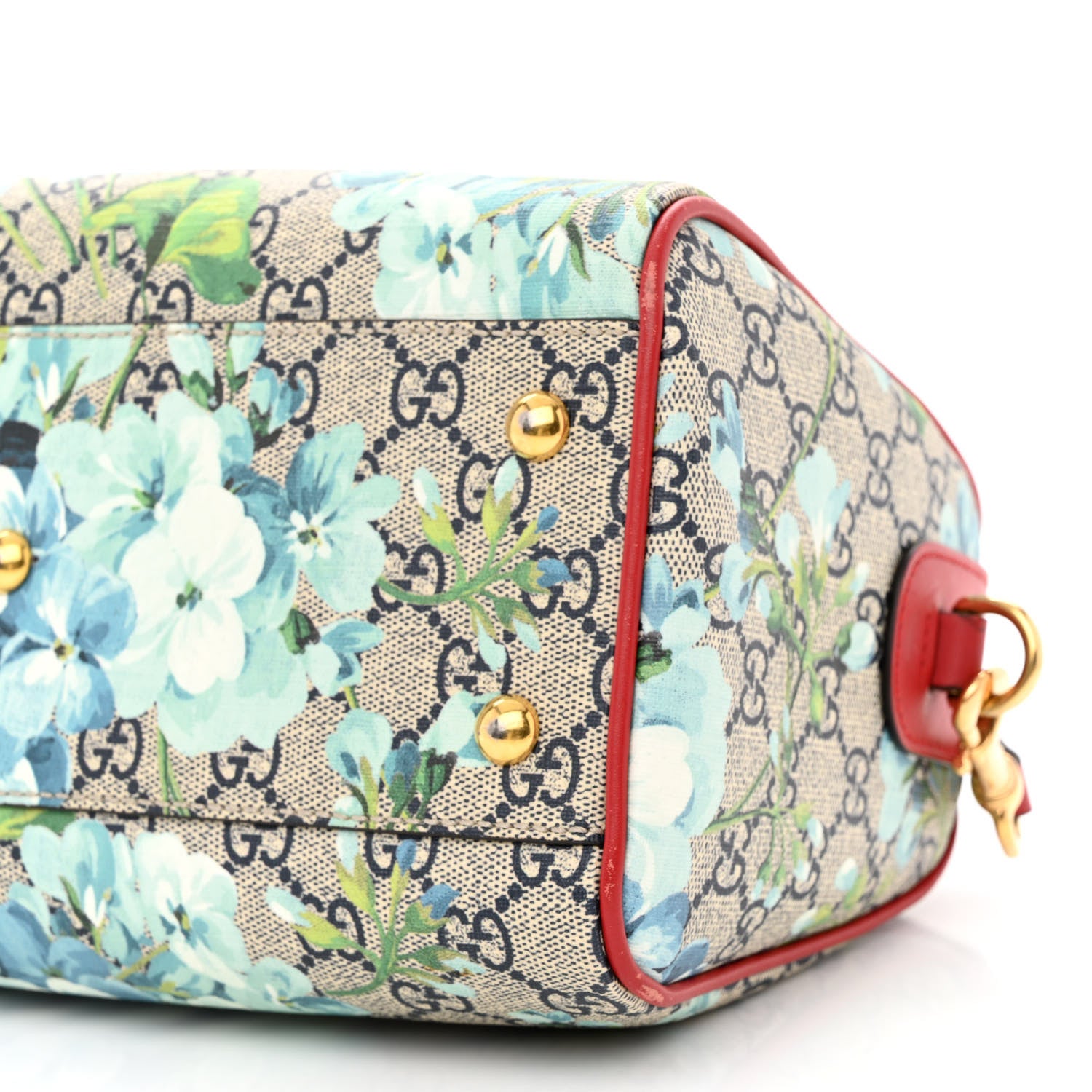 Gucci GG Supreme Monogram Blooms Small Boston Beige Blue Navy Hibiscus Red 10 of 10