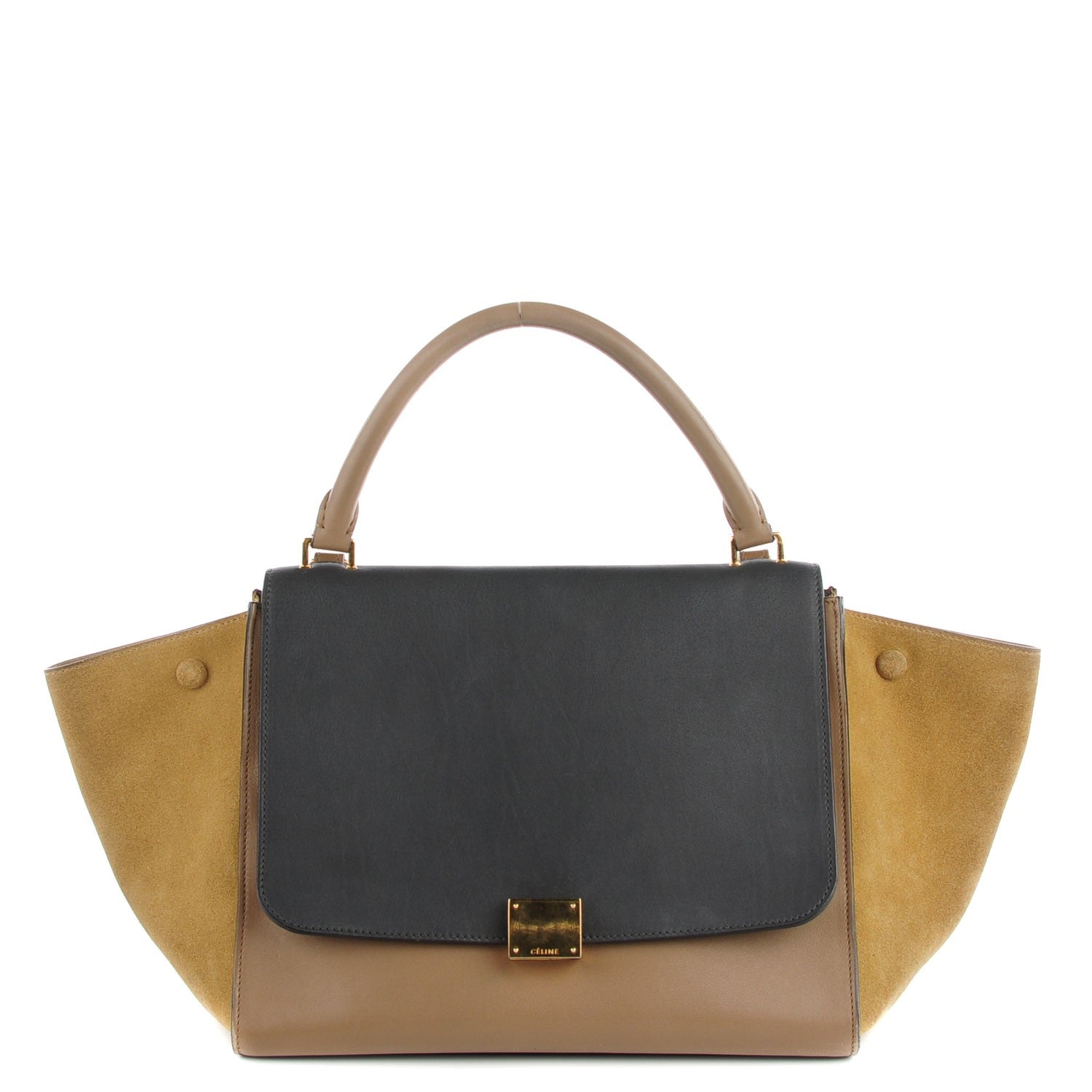 Celine Smooth Calfskin Suede Medium Tri-Color Trapeze Olive 1 of 9