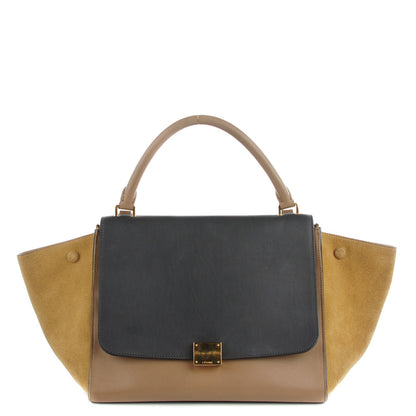 Celine Smooth Calfskin Suede Medium Tri-Color Trapeze Olive 1 of 9