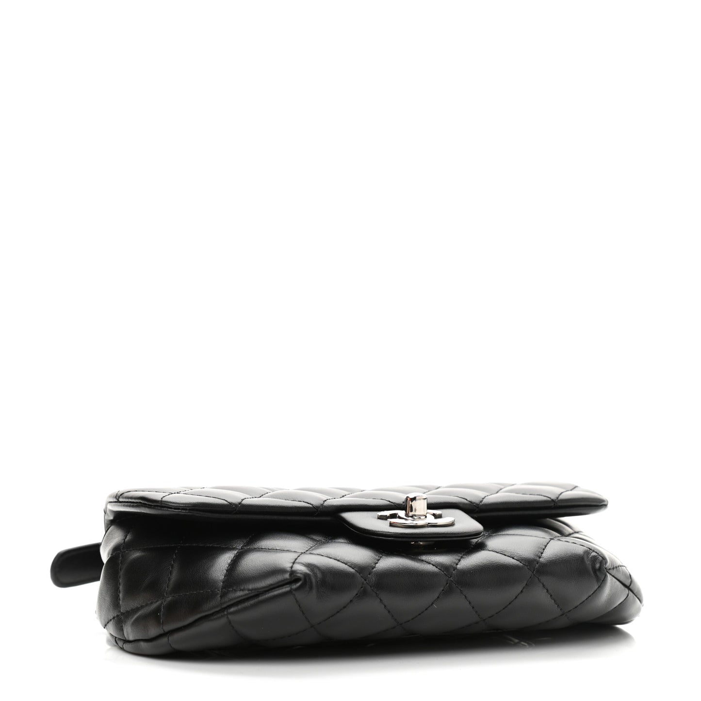 Calfskin Quilted CC Uniform Flap Belt Bag Black