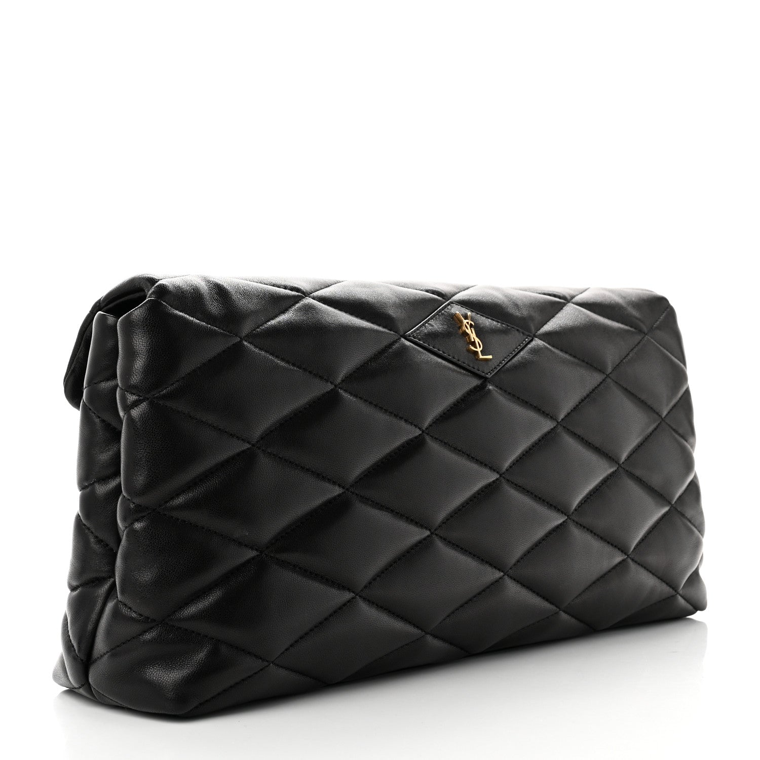 Saint Laurent Lambskin Quilted Sade Puffer Envelope Clutch Black 3 of 7