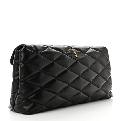 Saint Laurent Lambskin Quilted Sade Puffer Envelope Clutch Black 3 of 7