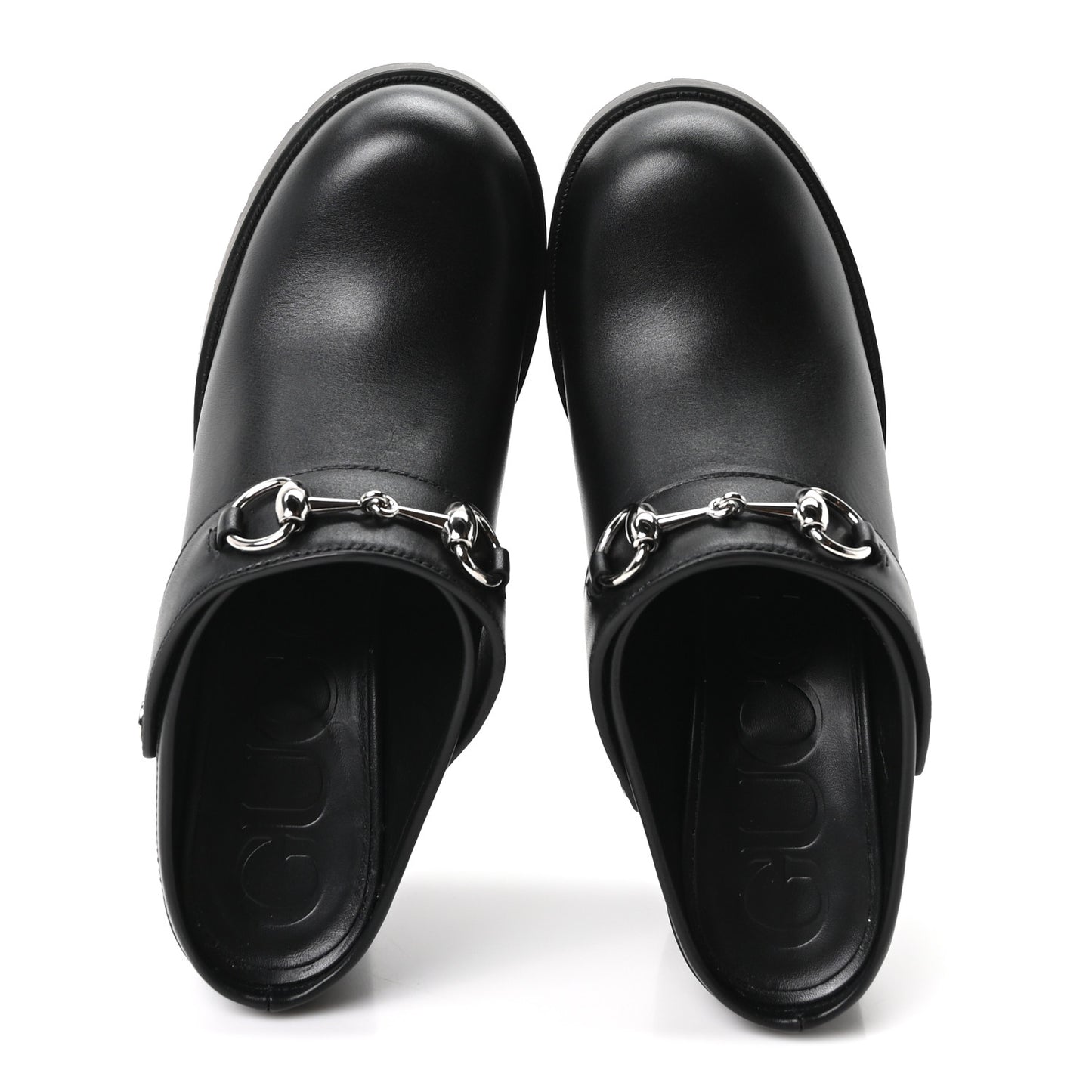 Real Betis Glamour Calfskin Horsebit Platform Mules 37 Black