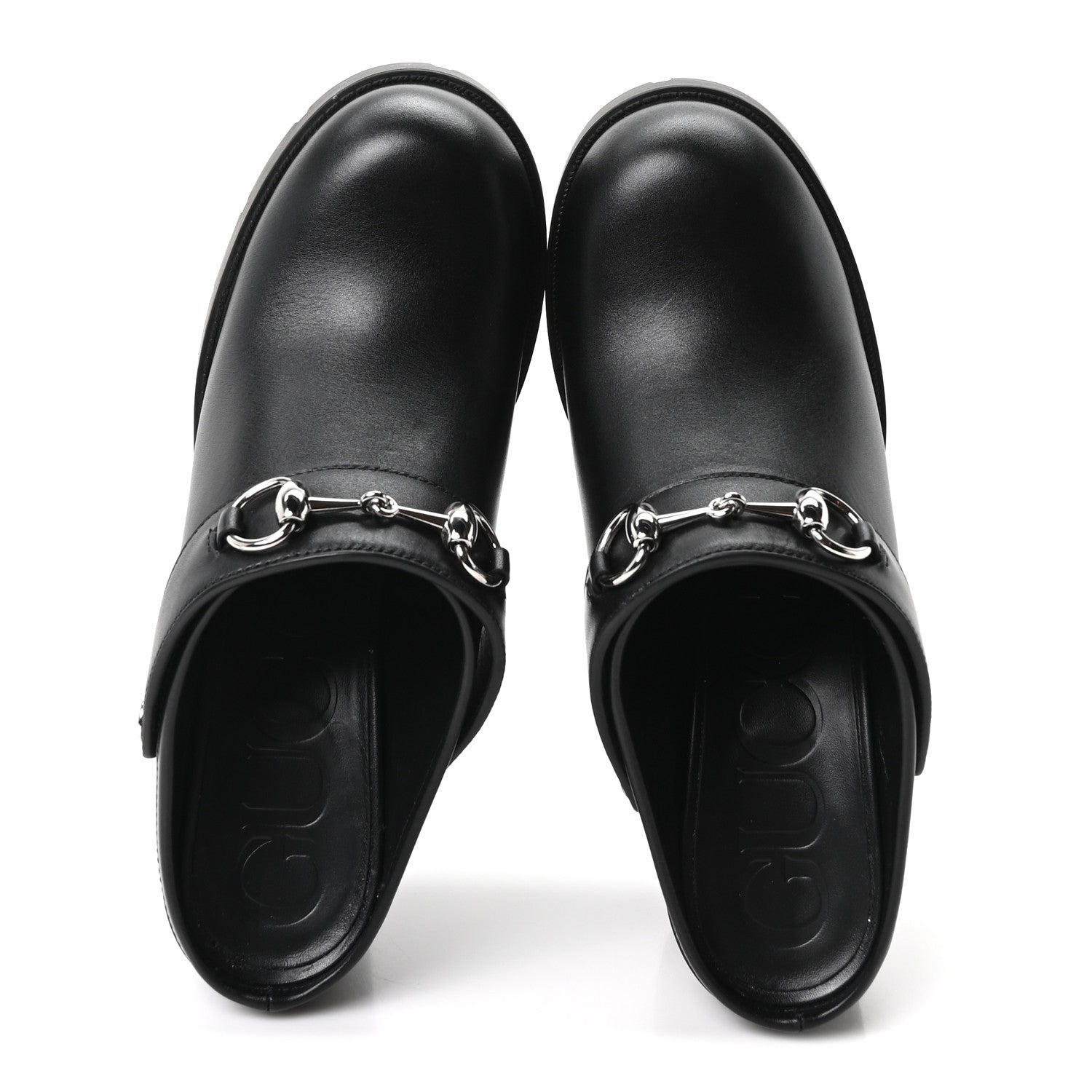 Gucci Real Betis Glamour Calfskin Horsebit Platform Mules 37 Black 2 of 10