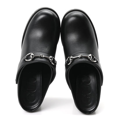 Gucci Real Betis Glamour Calfskin Horsebit Platform Mules 37 Black 2 of 10