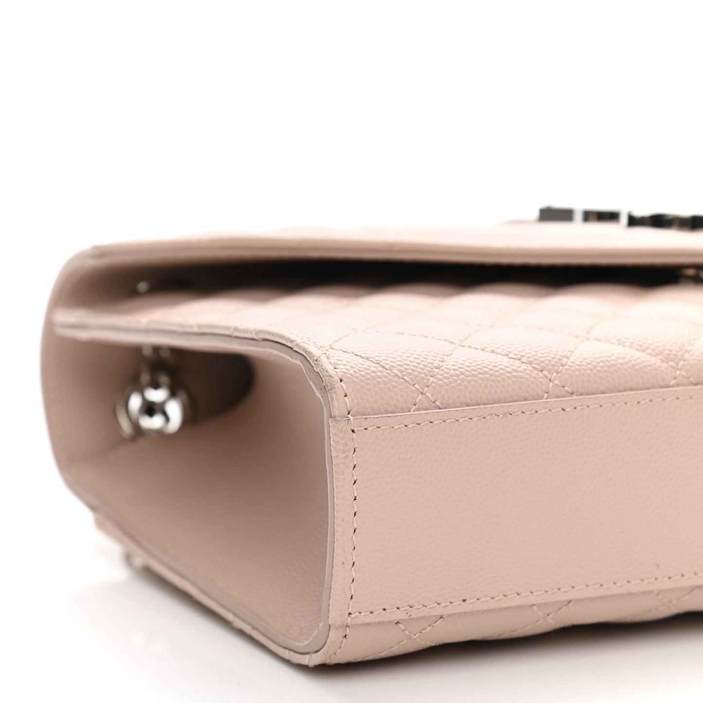Grain De Poudre Textured Mixed Matelasse Medium Triquilt Monogram Satchel Marble Pink