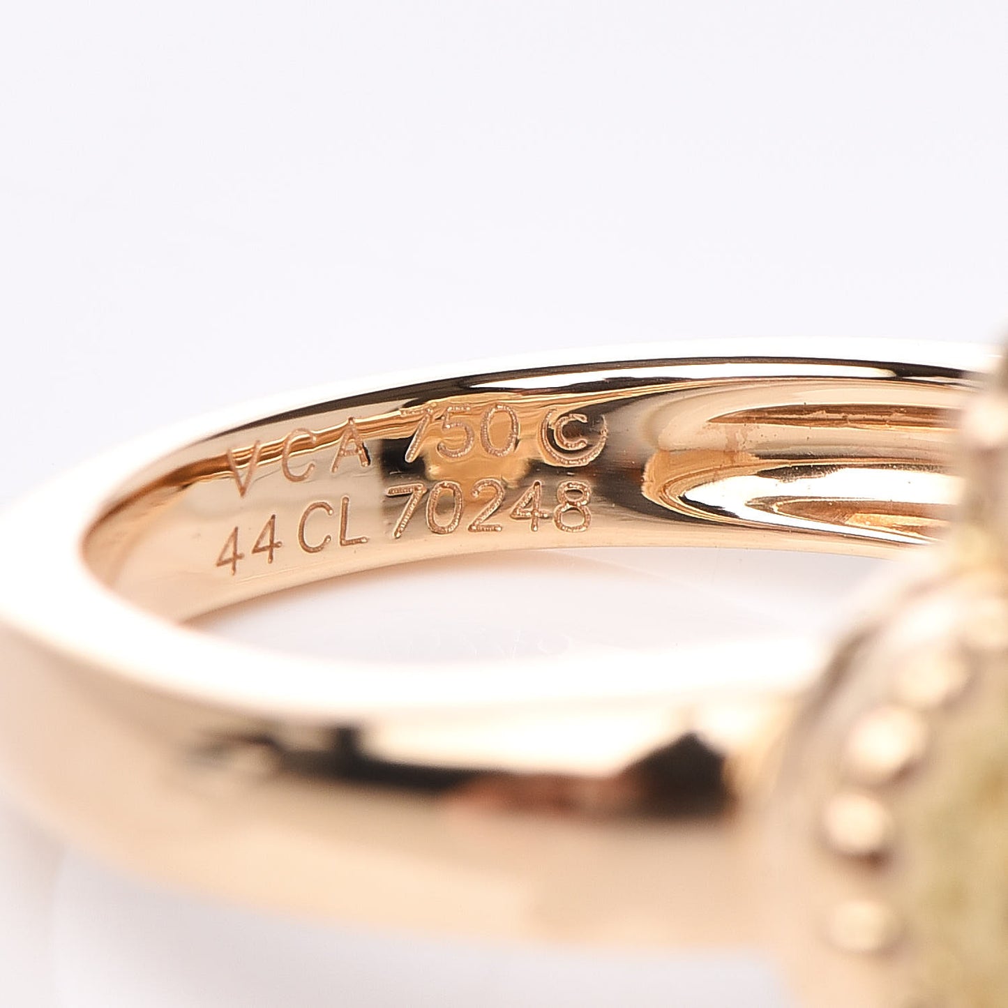 18K Yellow Gold Diamond Vintage Alhambra Ring 44 2.75