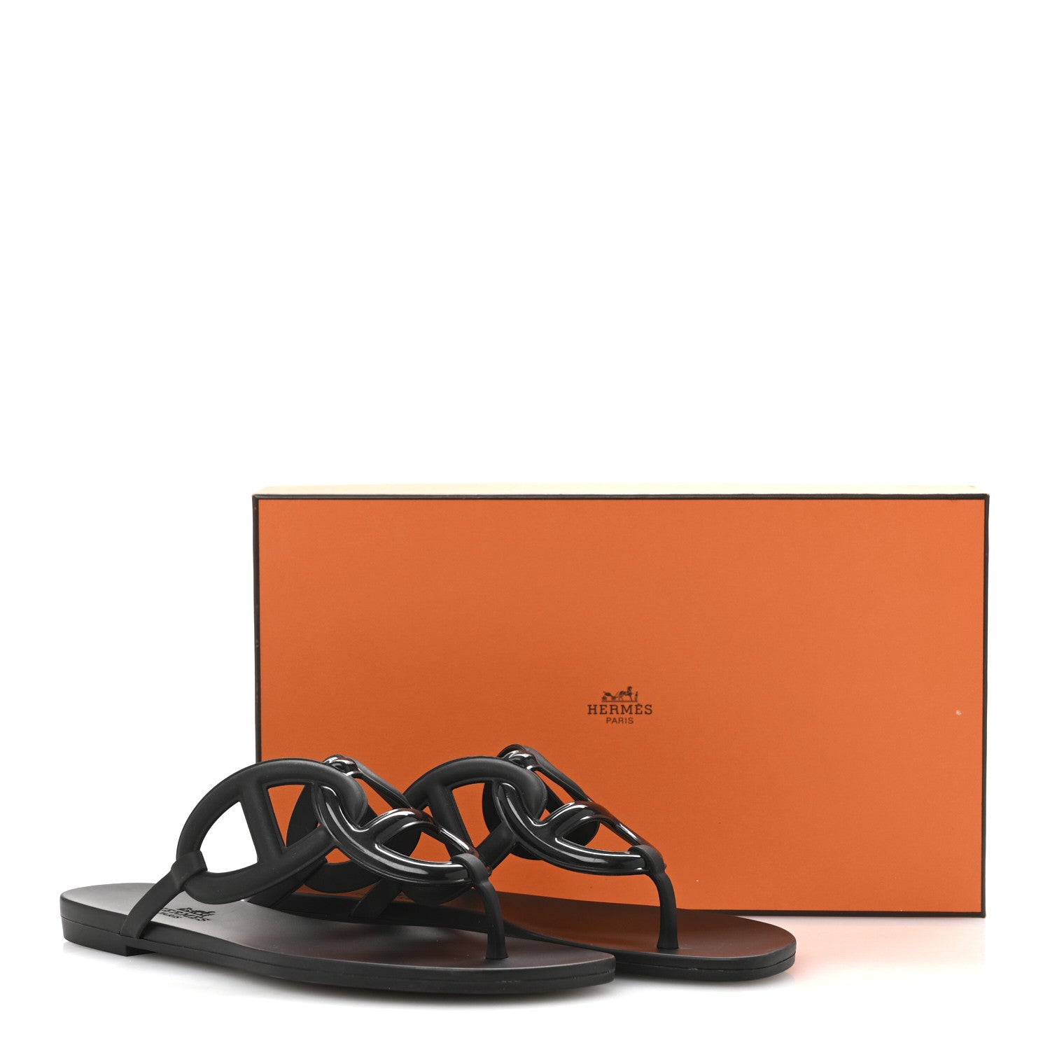 Hermes Rubber Womens Egerie Sandals 36 Black 10 of 10