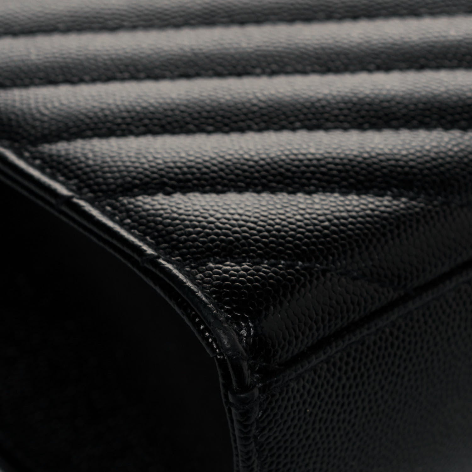 Saint Laurent Grain De Poudre Matelasse Chevron Large Monogram Satchel Black 9 of 12