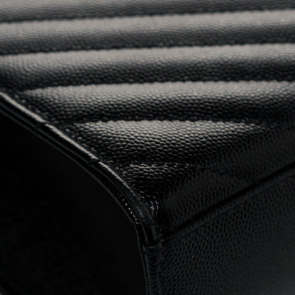 Saint Laurent Grain De Poudre Matelasse Chevron Large Monogram Satchel Black 9 of 12