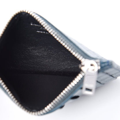 Saint Laurent Calfskin Crocodile Embossed 5 Fragments Zip Card Case Dark Turquoise 5 of 8