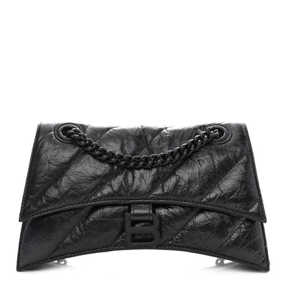 Balenciaga Crushed Calfskin Quilted Matte Black Hardware Small Crush Chain Bag Black 1 of 9