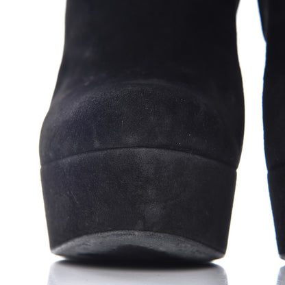 Saint Laurent Suede Corset Wedge Boots 37.5 Black 12 of 12