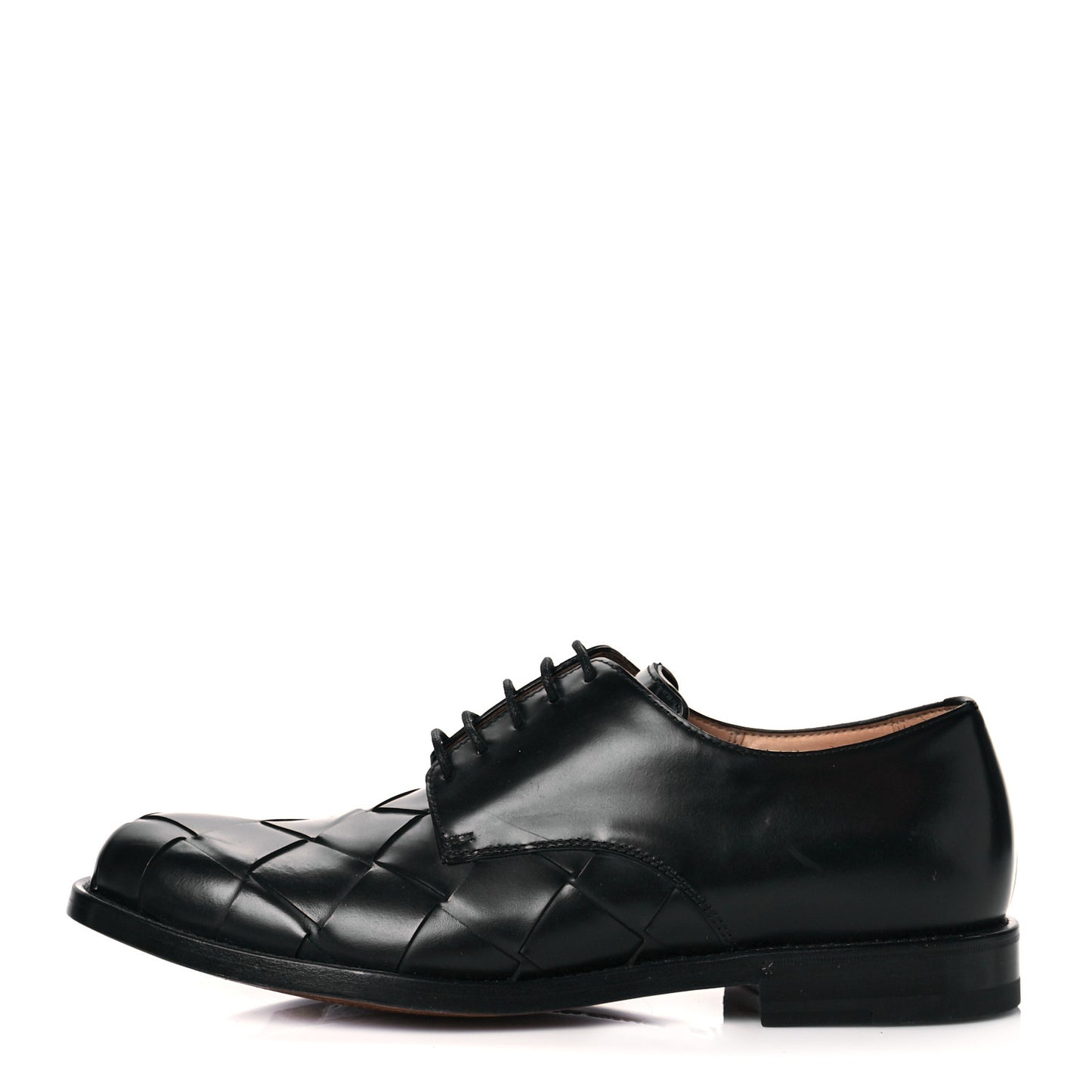 Calfskin Intrecciato Varenne Mens Derby Shoes 40 Black