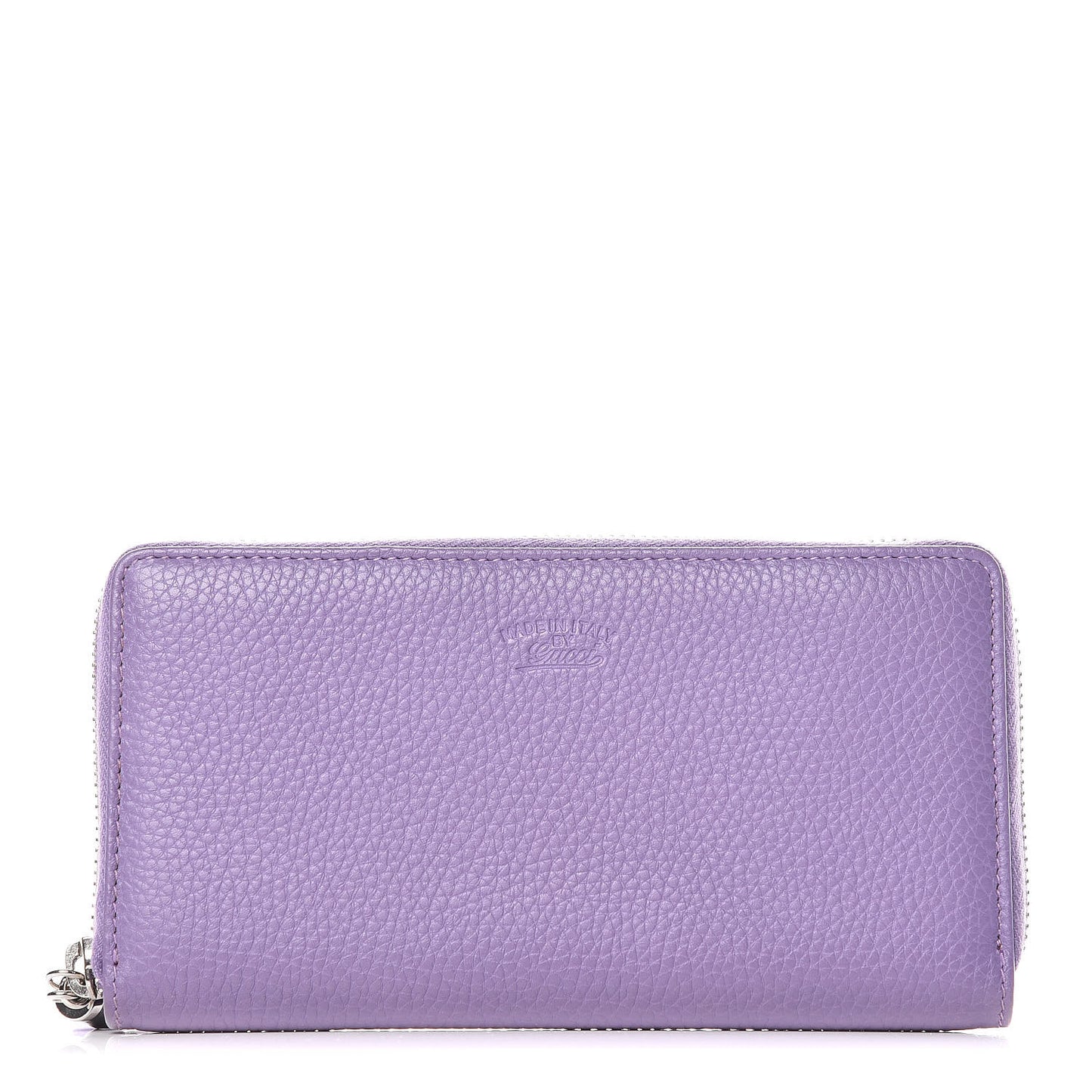 Pebbled Calfskin Bamboo Tassel Zip Around Wallet Purple