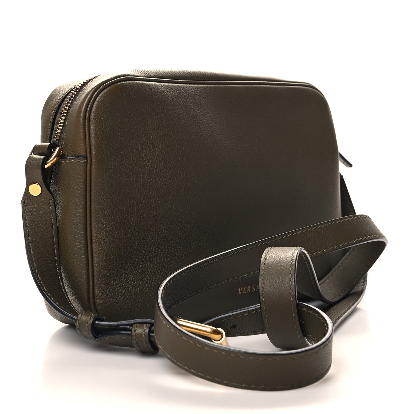 Grained Calfskin Medusa Camera Bag Khaki