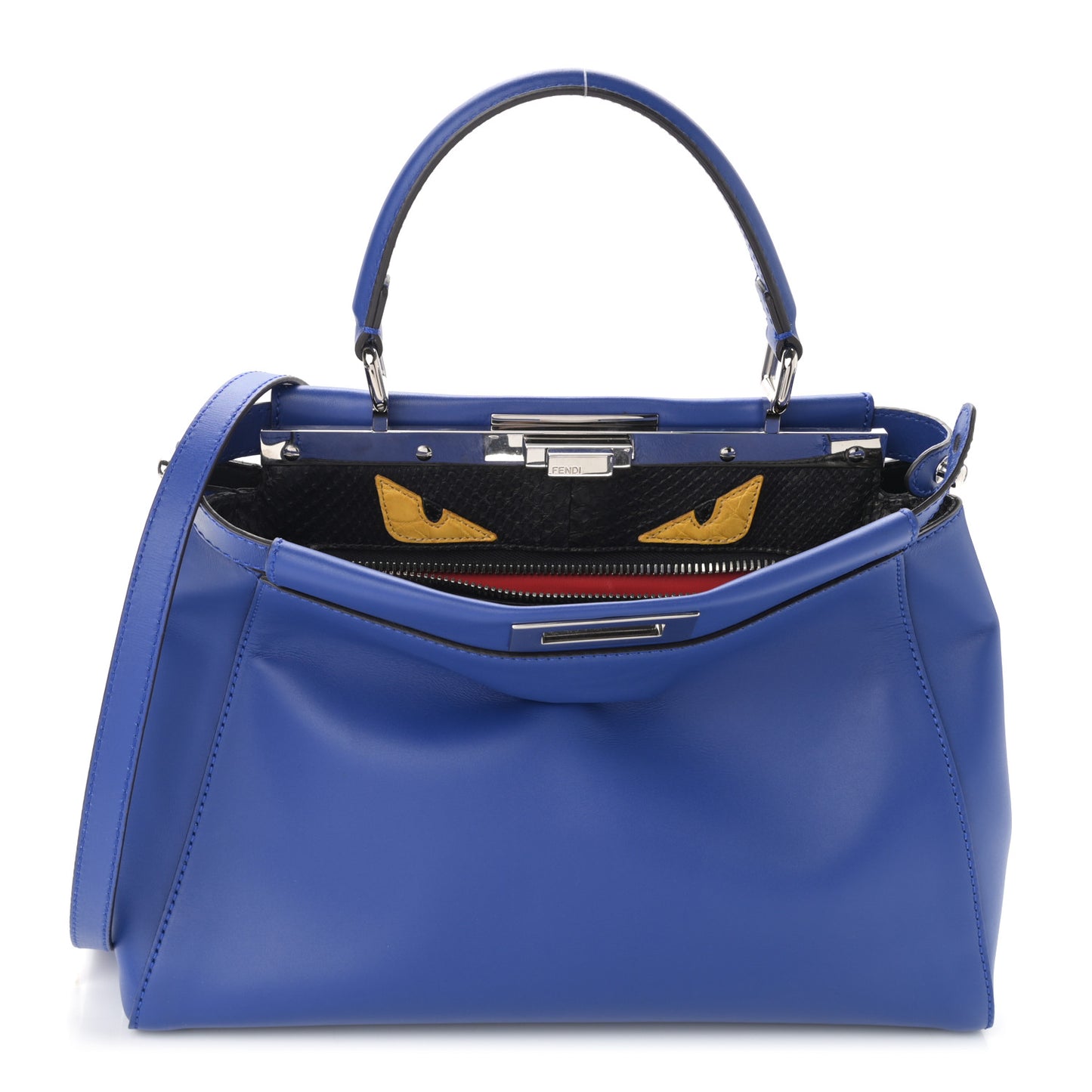 Vitello Morgan Python Crocodile Monster Eyes Medium Peekaboo Iconic Satchel Blue Neon Sunflower