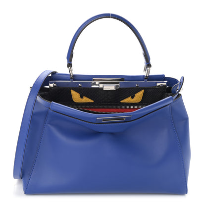 Fendi Vitello Morgan Python Crocodile Monster Eyes Medium Peekaboo Iconic Satchel Blue Neon Sunflower 1 of 13