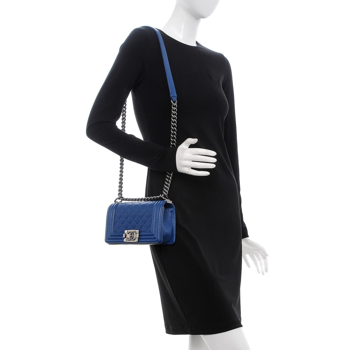 Caviar Quilted Small Boy Flap Blue