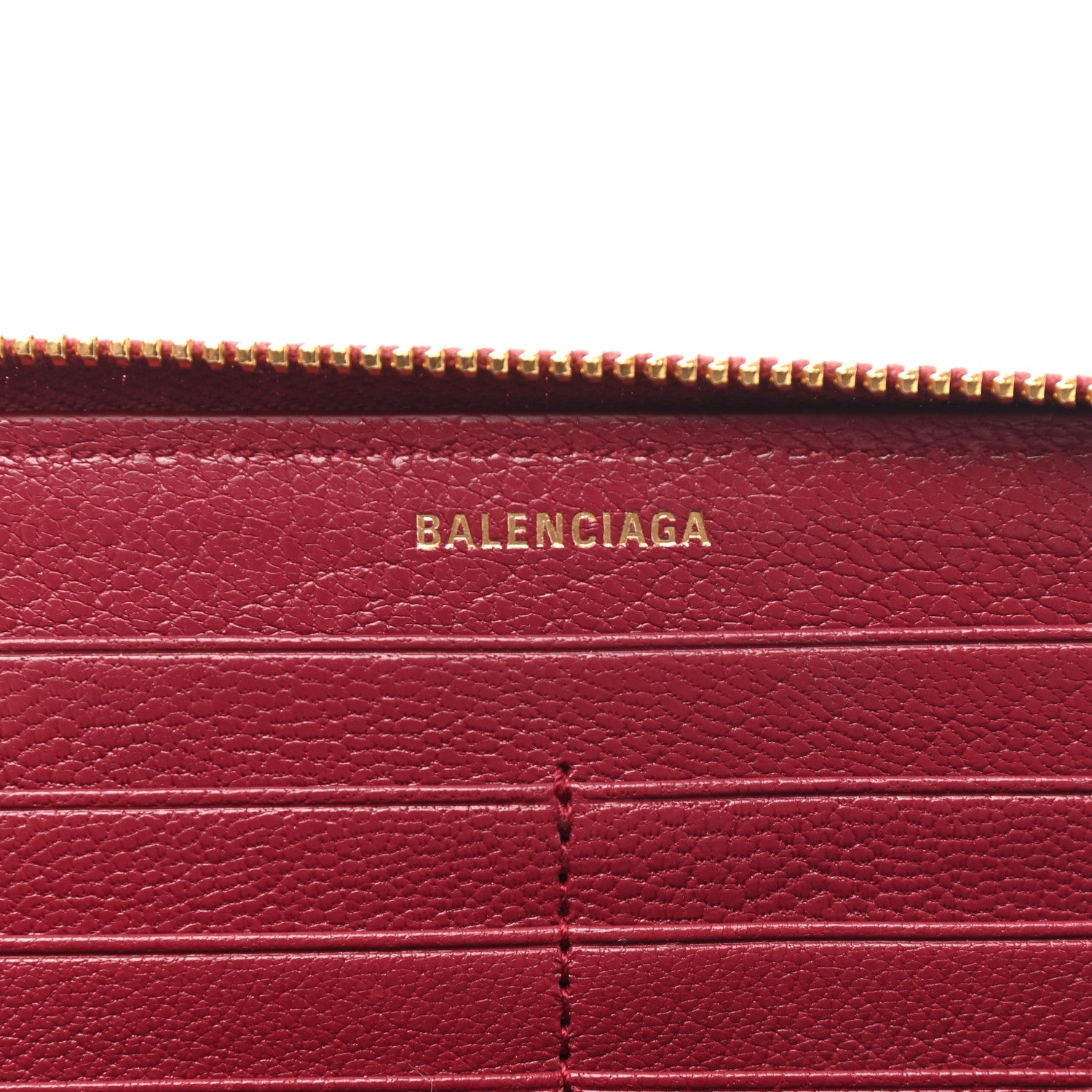 Balenciaga Chevre Gold Metallic Edge Hardware Zip Around Wallet Rouge Grenat 6 of 8