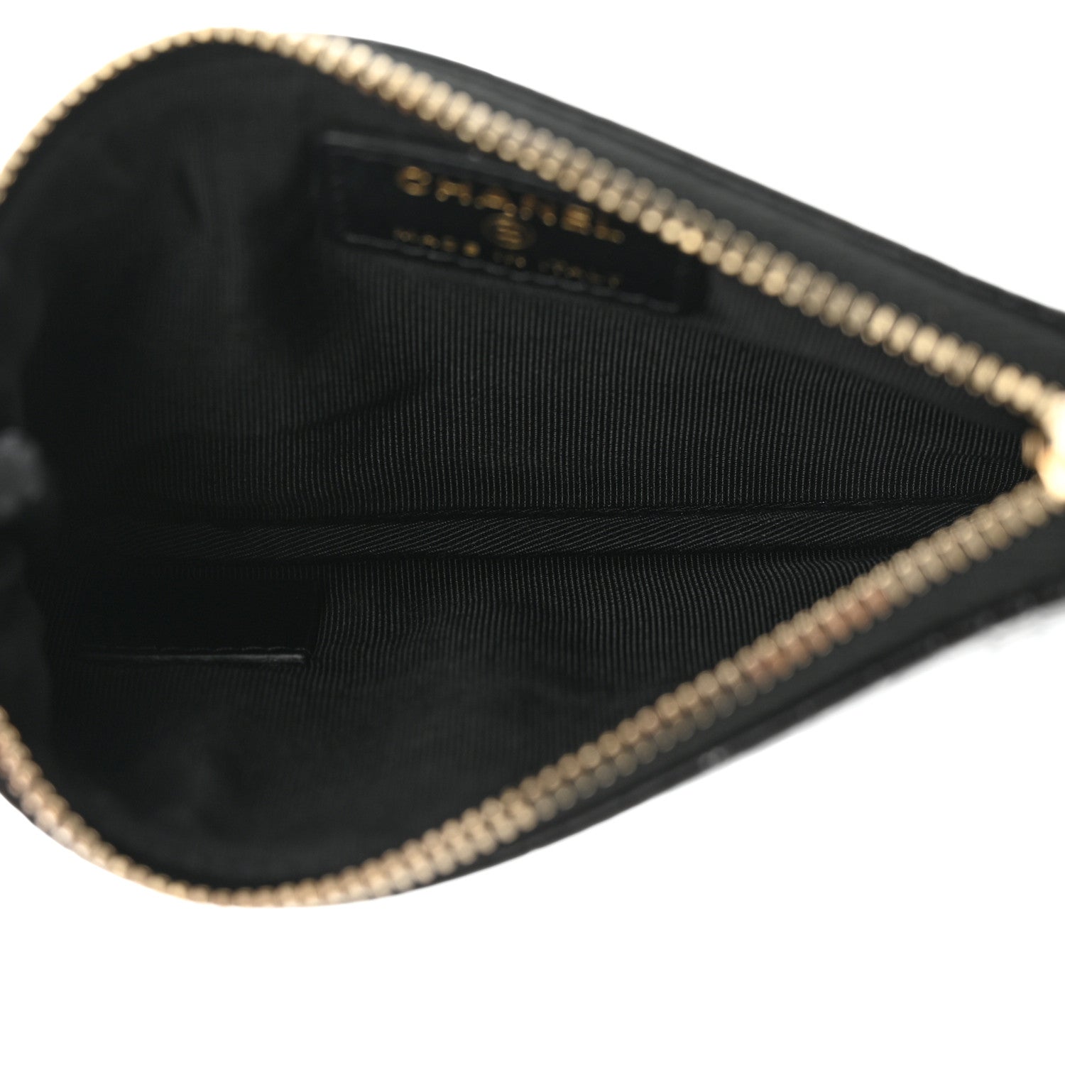 Chanel Calfskin Crocodile Embossed Mademoiselle Gabrielle Signature Pouch Black Gold 5 of 7