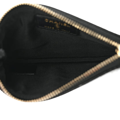 Chanel Calfskin Crocodile Embossed Mademoiselle Gabrielle Signature Pouch Black Gold 5 of 7