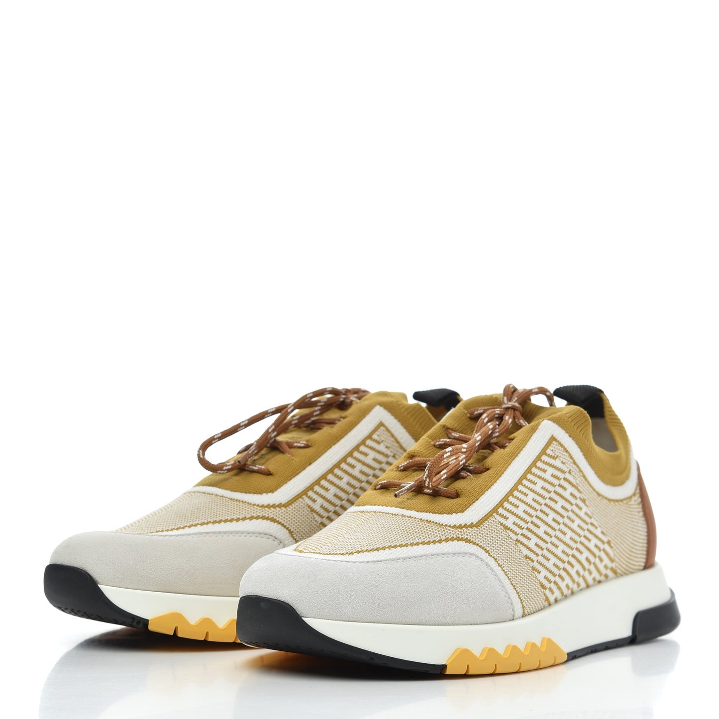 Knit Goatskin Womens Addict Sneakers 37 Ocre