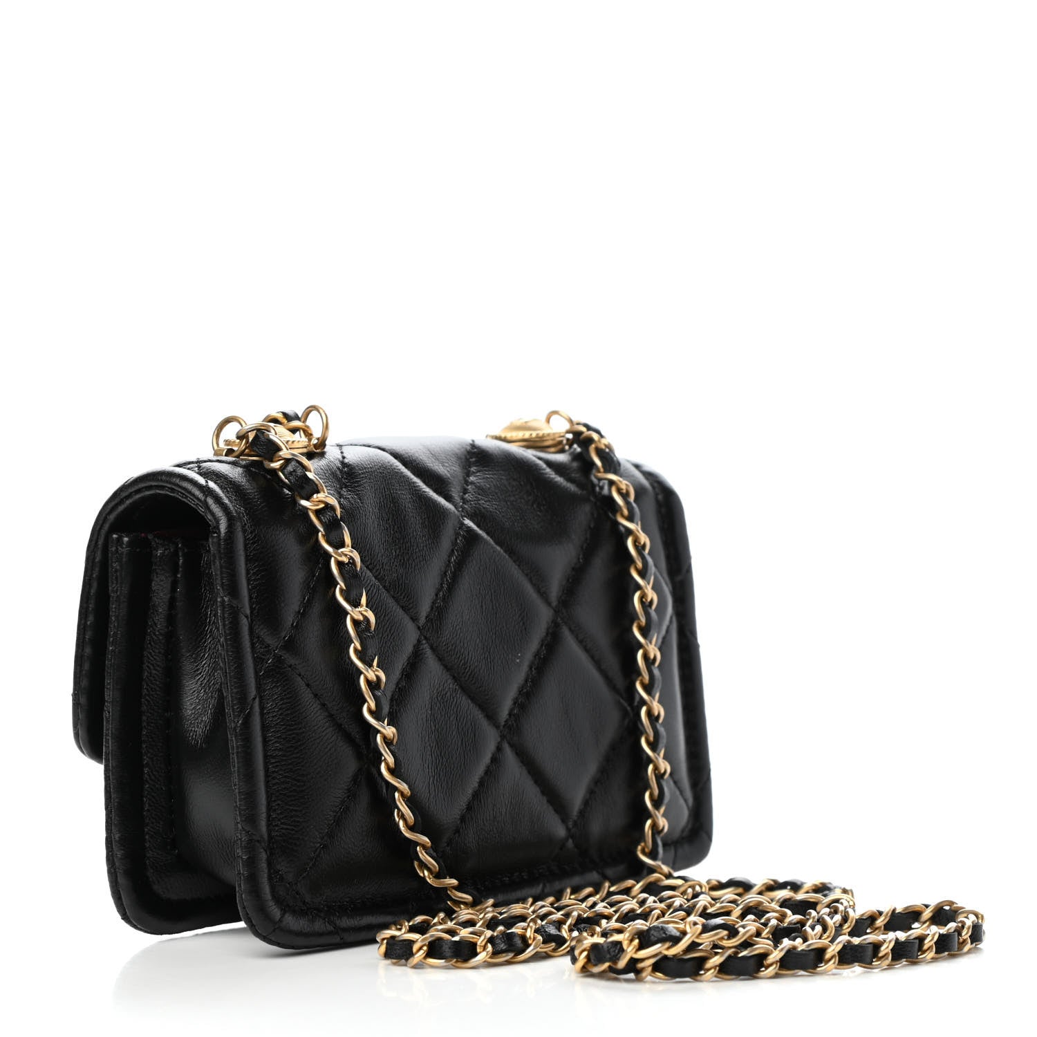 Chanel Shiny Lambskin Quilted Extra Mini Flap Black 3 of 9