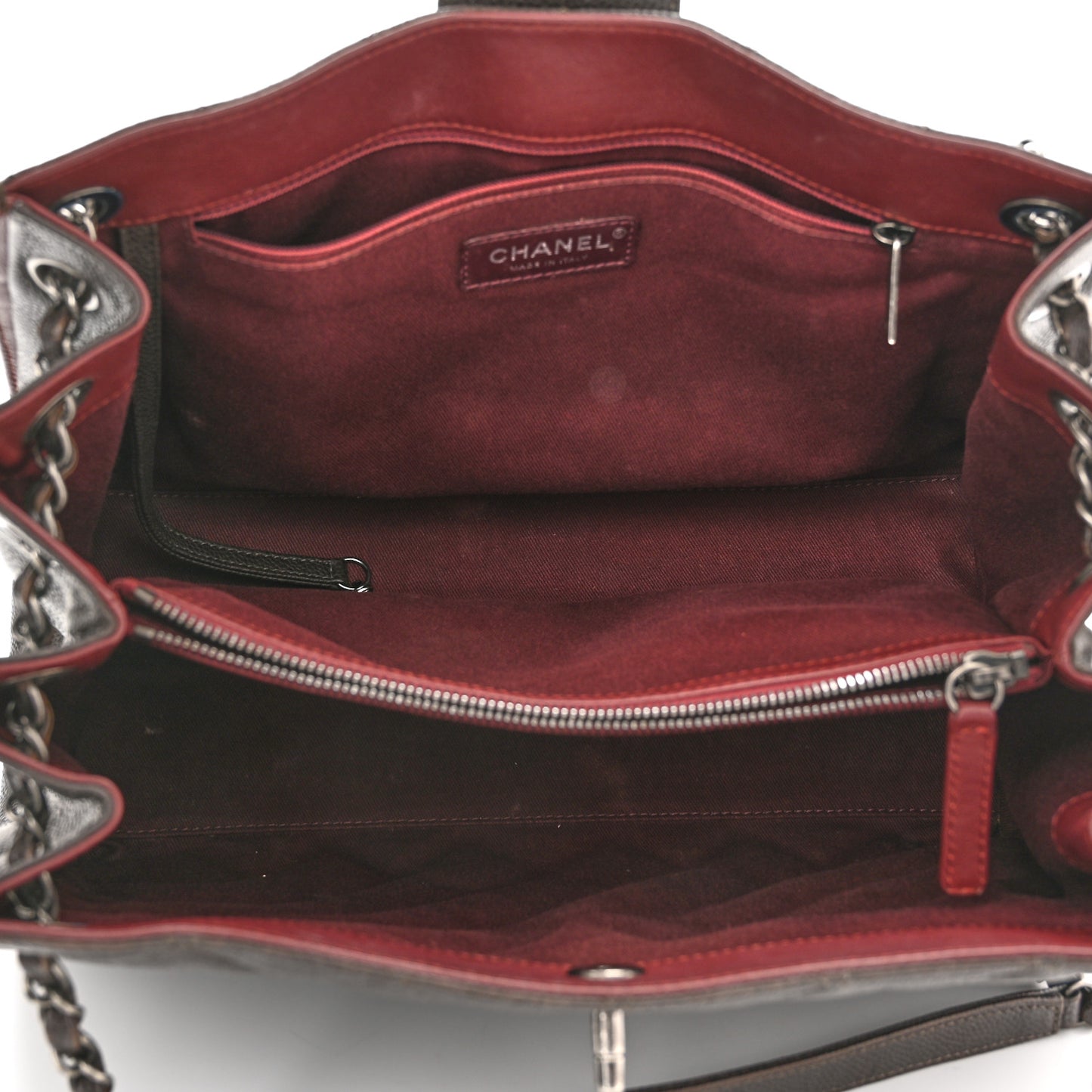 Caviar Quilted Large CC Accordion Shopping Bag Brown