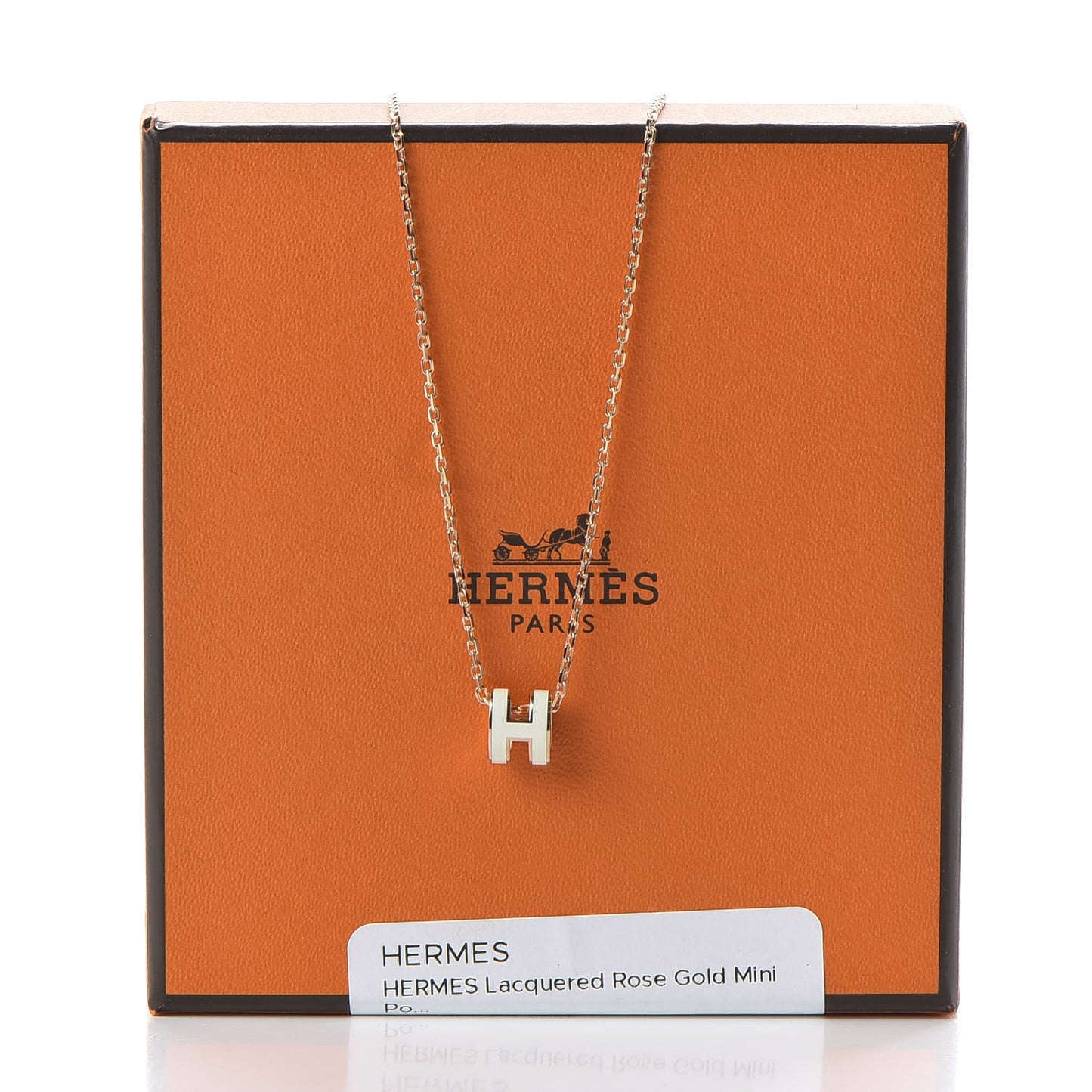 Lacquered Rose Gold Mini Pop H Pendant Necklace White