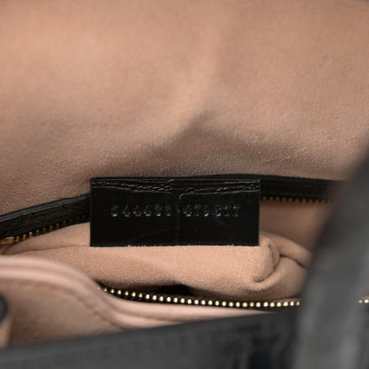 Alexander McQueen Calfskin Crocodile Embossed Small Heroine 30 Black 7 of 12