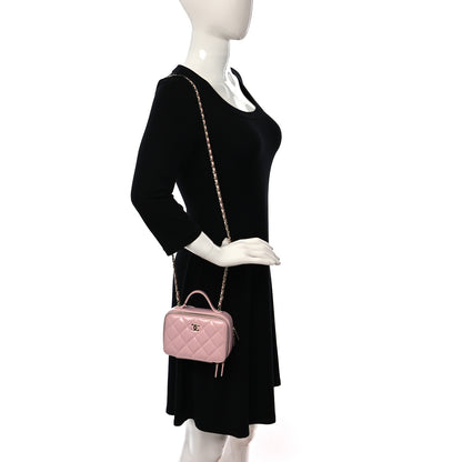 Chanel Glazed Calfskin Quilted Small Top Handle Vanity Case Light Pink 2 of 10