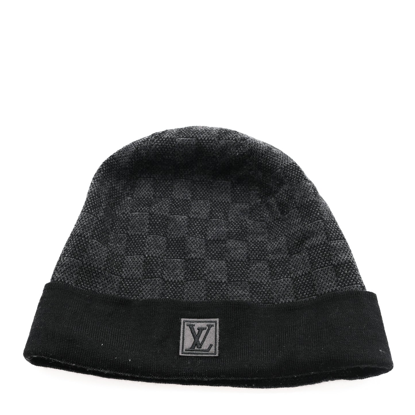 Wool Bonnet Petit Damier Graphite Beanie Hat