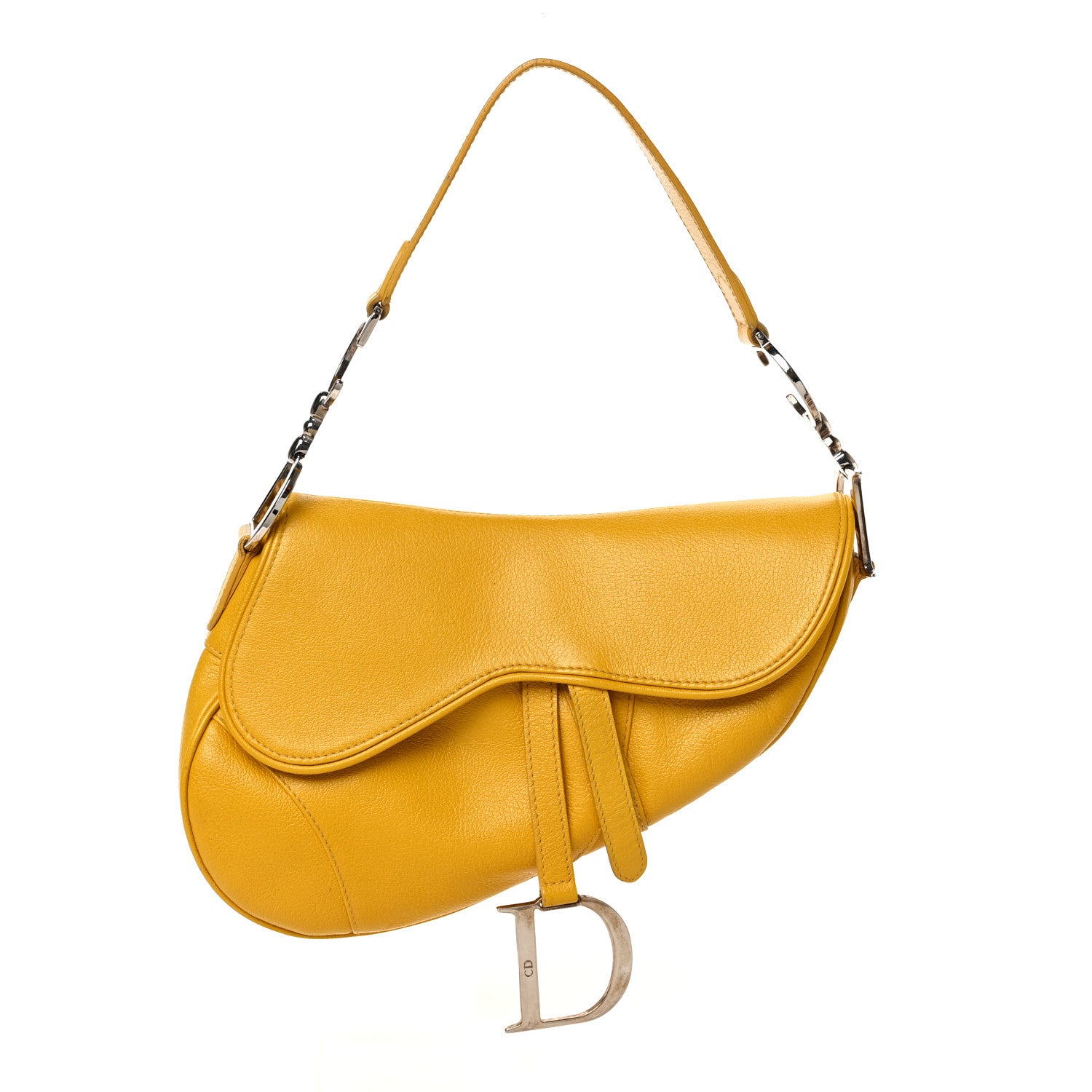 Christian Dior Grained Calfskin Saddle Bag Dark Yellow 1 of 12