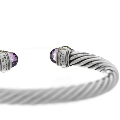 David Yurman Sterling Silver 14K Yellow Gold Amethyst 7mm Cable Classics Bracelet 3 of 4