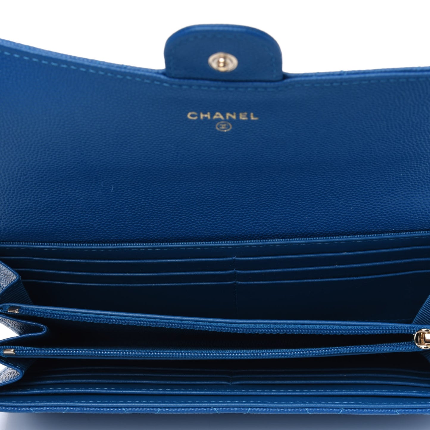 Caviar Quilted Large Flap Wallet Blue