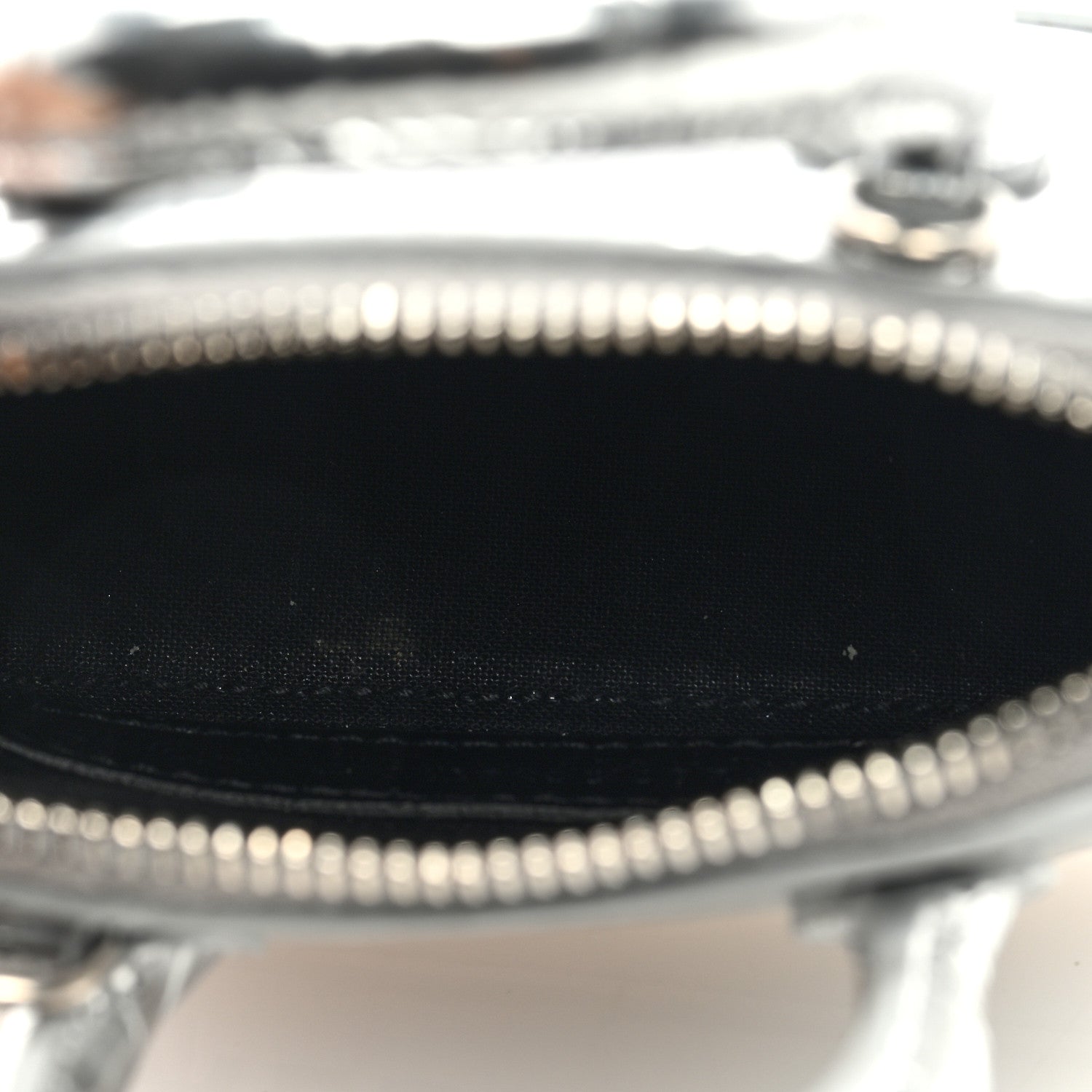 Balenciaga Metallic Calfskin Logo Crocodile Embossed Mini Ville Top Handle Bag Silver Black 5 of 9