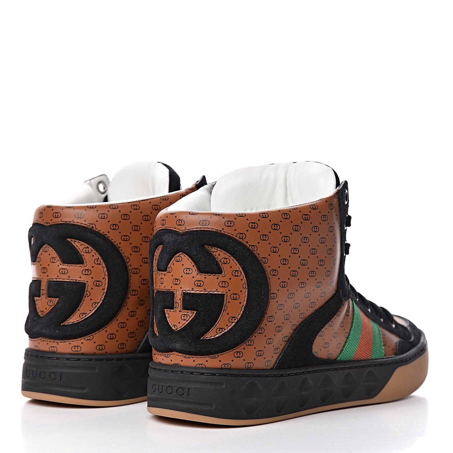 X DAPPER DAN Calfskin Suede GG Micro Monogram Womens High Top Sneakers 37 Black Cuir Ebony