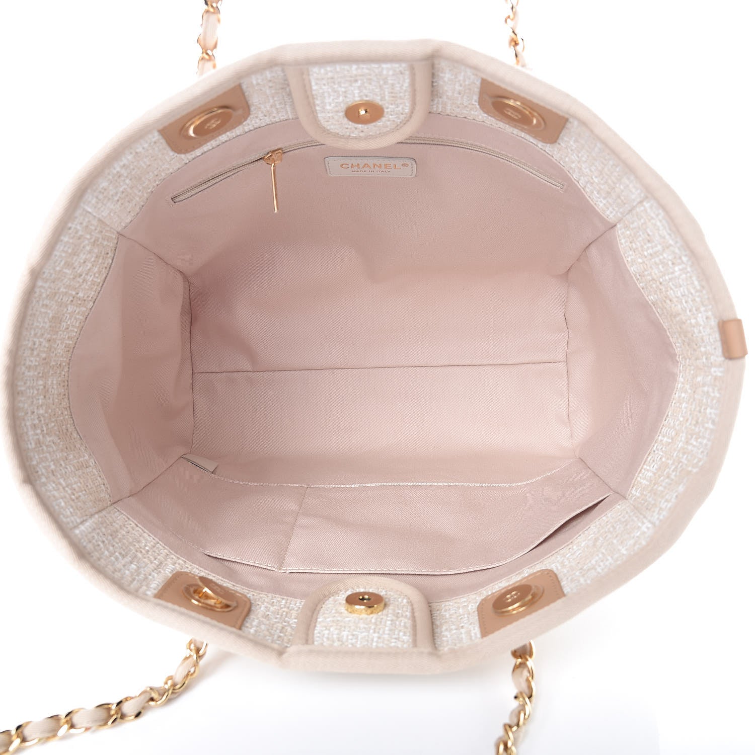 Chanel Canvas Small Deauville Tote Light Beige 5 of 9