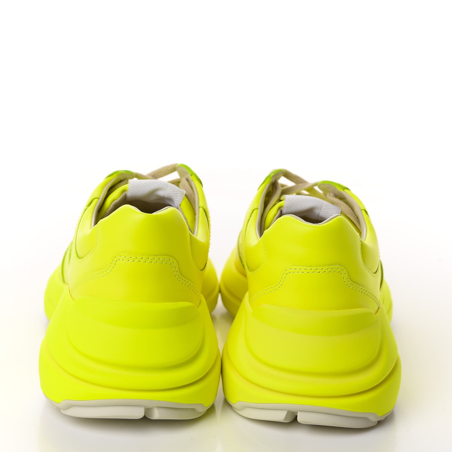 Gucci Calfskin Womens Rhyton Sneakers 38.5 Fluo Yellow 5 of 14