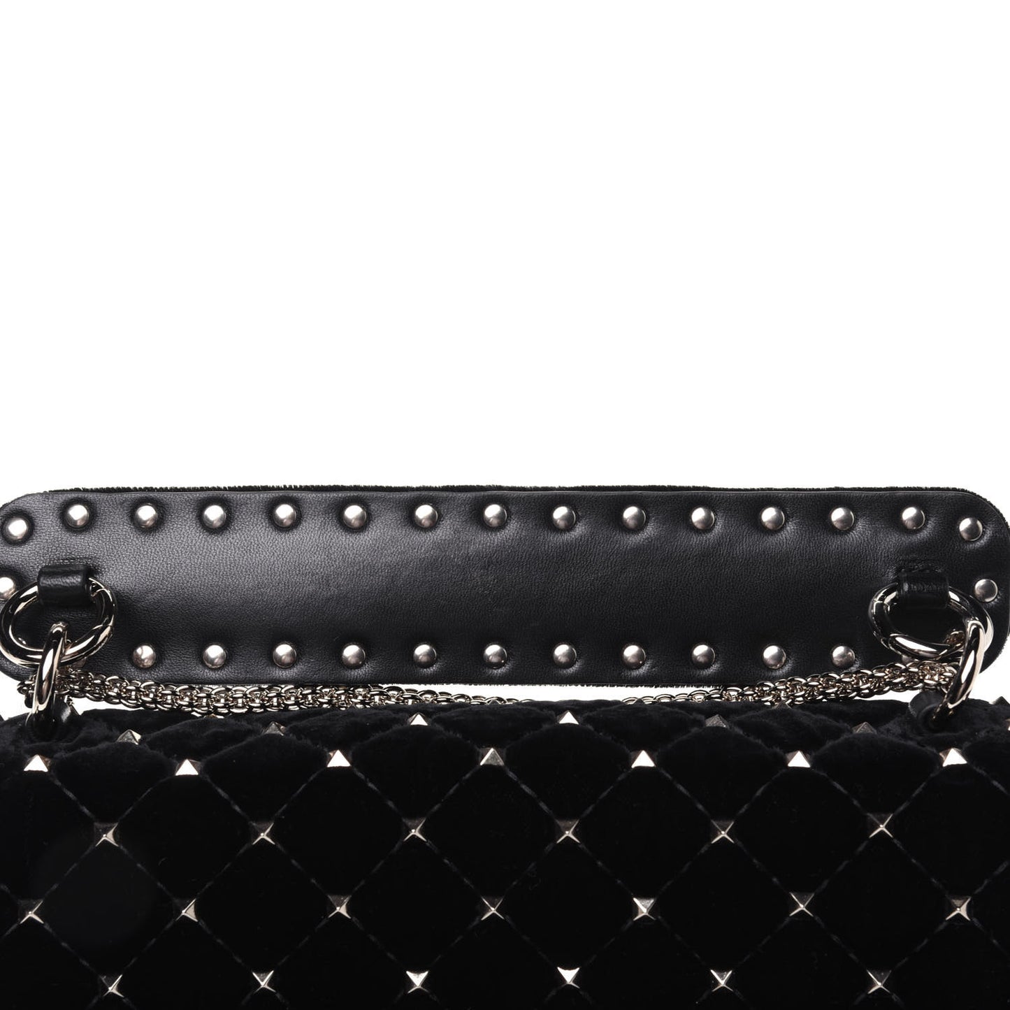 Velvet Medium Rockstud Spike Shoulder Bag Black