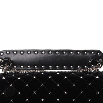 Valentino Garavani Velvet Medium Rockstud Spike Shoulder Bag Black 15 of 15