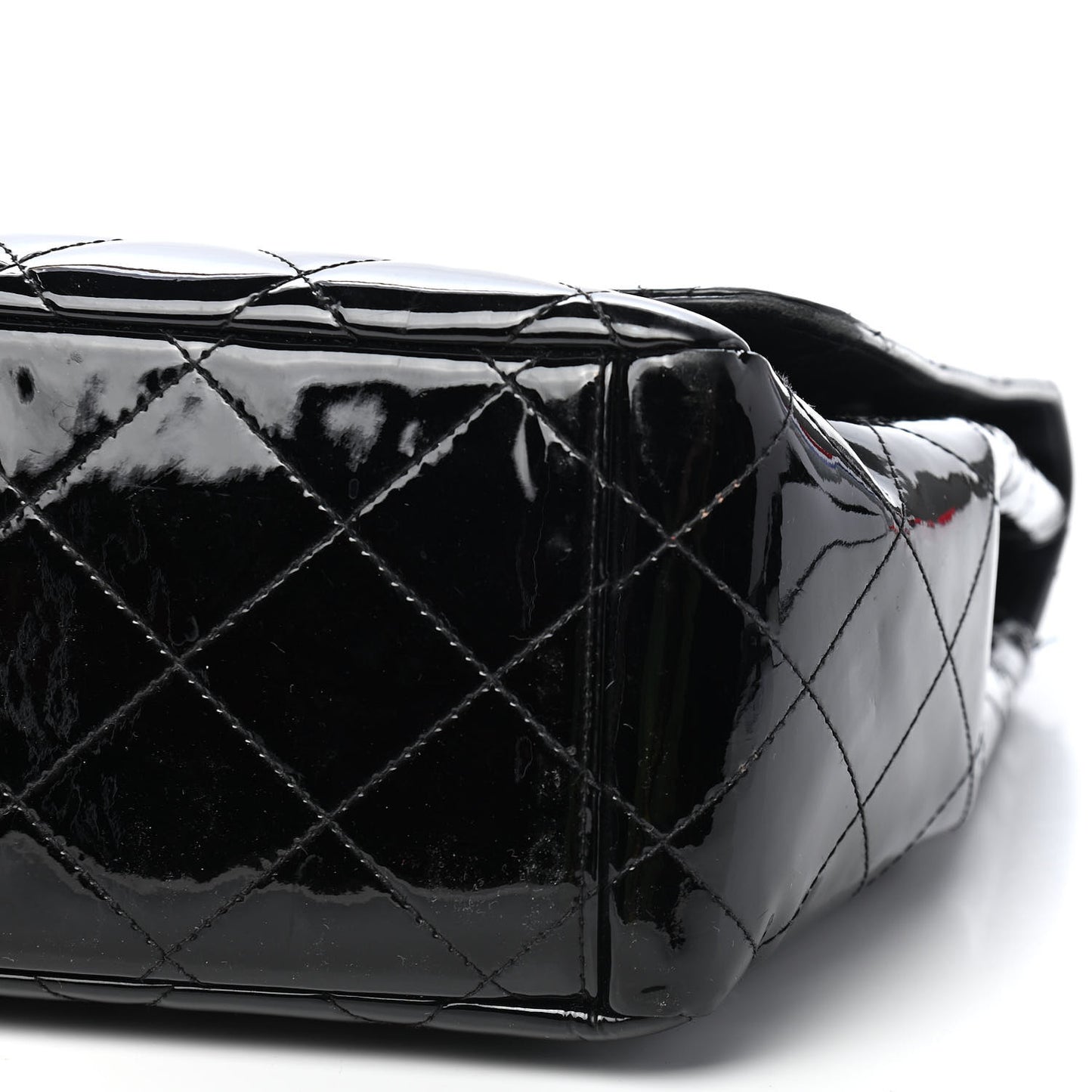 Patent Quilted Maxi Single Flap Black